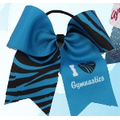 I Love Gymnastics Zebra Stripe Hair Bow - Black/Blue